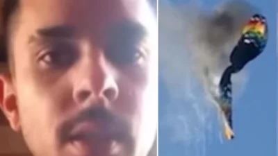 Desespero no Céu: Balão Cai em Chamas e Homem Salta Para Sobreviver