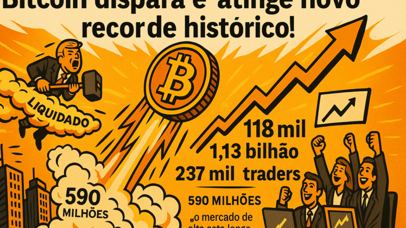 Bitcoin dispara e atinge novo recorde histórico de US$ 118 mil, deixando vendedores sem ação
