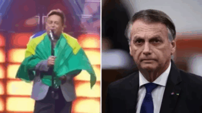 É UGUAL A BOMBA! Leonardo levanta gigante bandeira do Brasil no palco, grita “Sou Bolsonaro” e plateia explode em vídeo CHOCANTE
