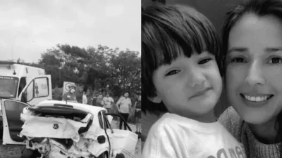 Horror na estrada: mãe e filho de 3 anos são mortos em colisão massiva com quatro carros.