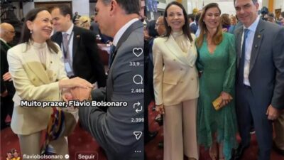 EXPLOSIVO: Flávio Bolsonaro faz aliança histórica com Maria Corína Machado no Chile