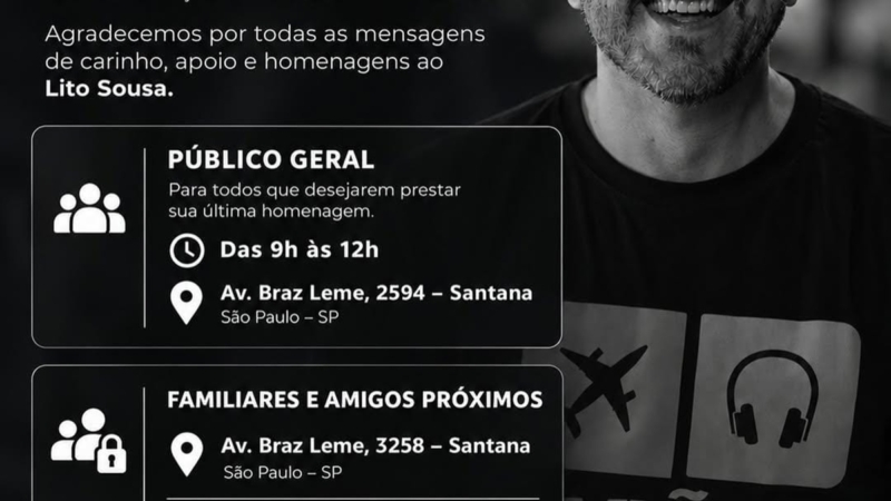 Lito Sousa morre e velório aberto ao público em SP; saiba onde e horário do adeus